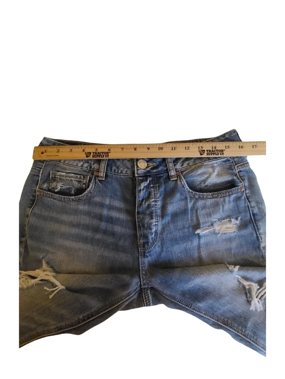 American Eagle Tomgirl Distressed Jeans 8 R Soft Lightweight Button Fly Cropped